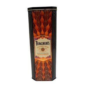 Teacher’s Highland Cream Scotch Whisky Art Deco Octagonal Tin Vintage